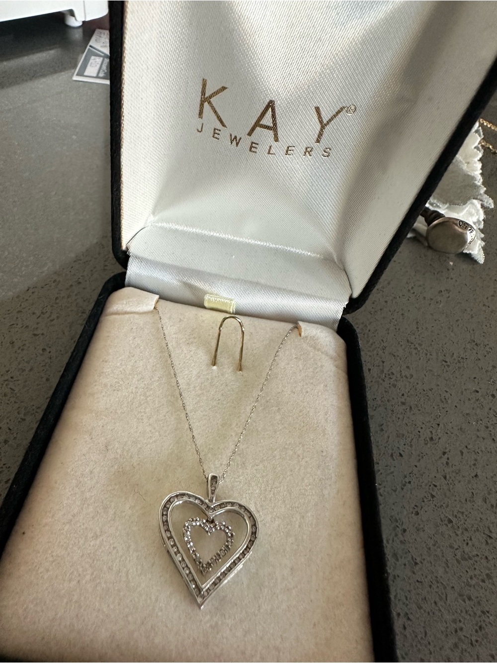 Kay Jewelers Double Heart white gold Pendant Necklace